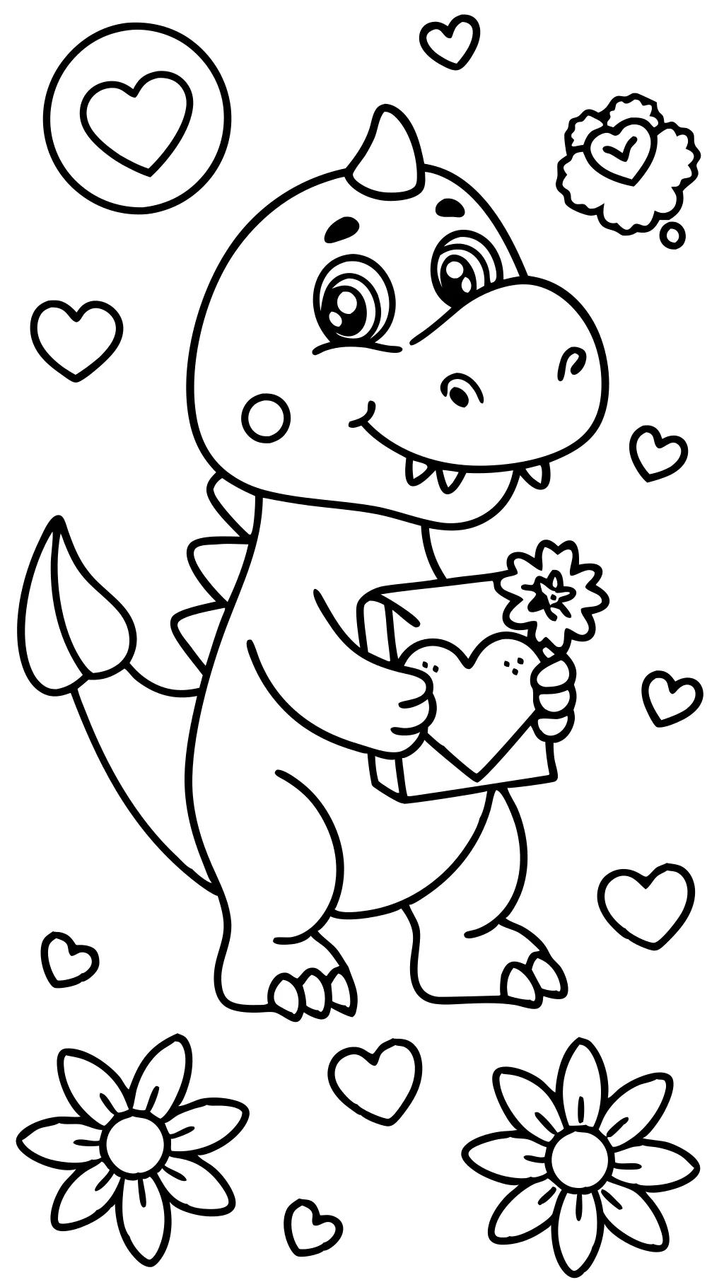 pages à colorier de dinosaur Valentine